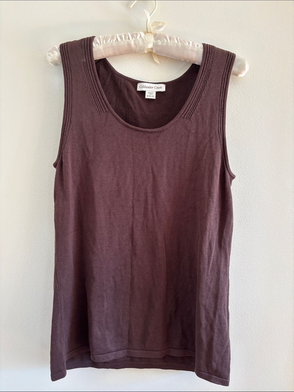 Coldwater Creek Women's Dark Brown Rib-Trim Tank Top